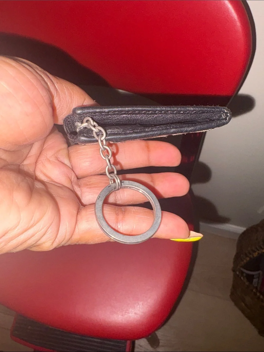 Coach Signature Canvas Card Case with Keyring in Khaki and Black